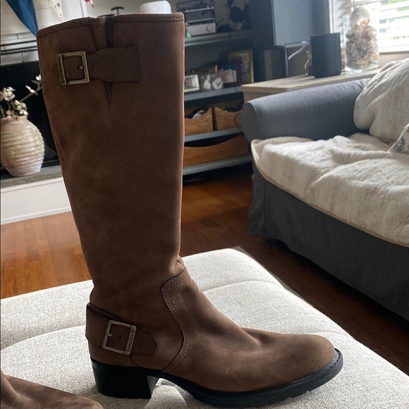 Timberland Lexiss Tall Nubuck buckle harness brown Leather riding bootsSize 9.5 - Picture 6 of 16